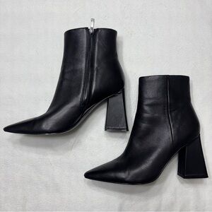 Marc Fisher Sleek Leather Black Ankle Booties